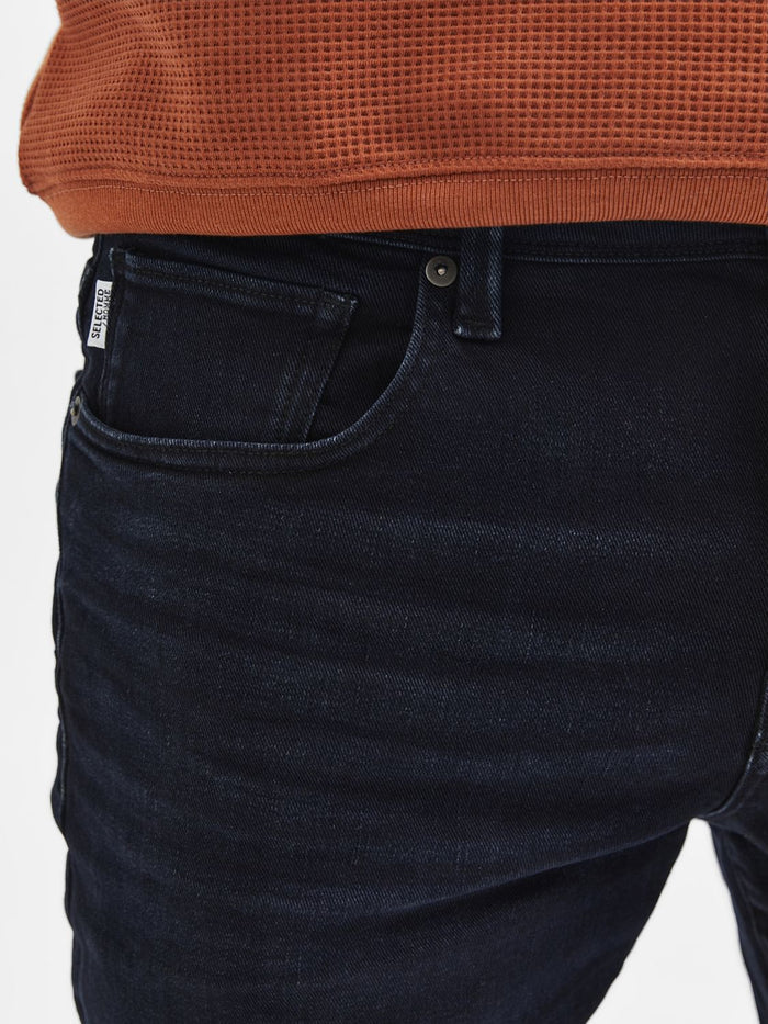 Dark Blue Mid Rise Leon Slim Fit Jeans