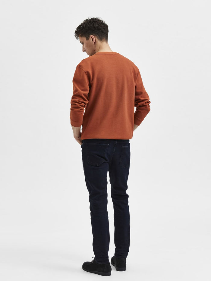 Dark Blue Mid Rise Leon Slim Fit Jeans