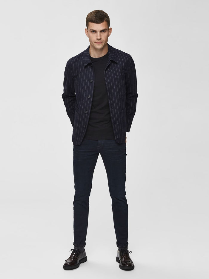 Dark Blue Mid Rise Leon Slim Fit Jeans