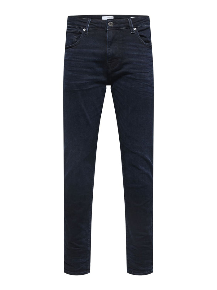 Dark Blue Mid Rise Leon Slim Fit Jeans