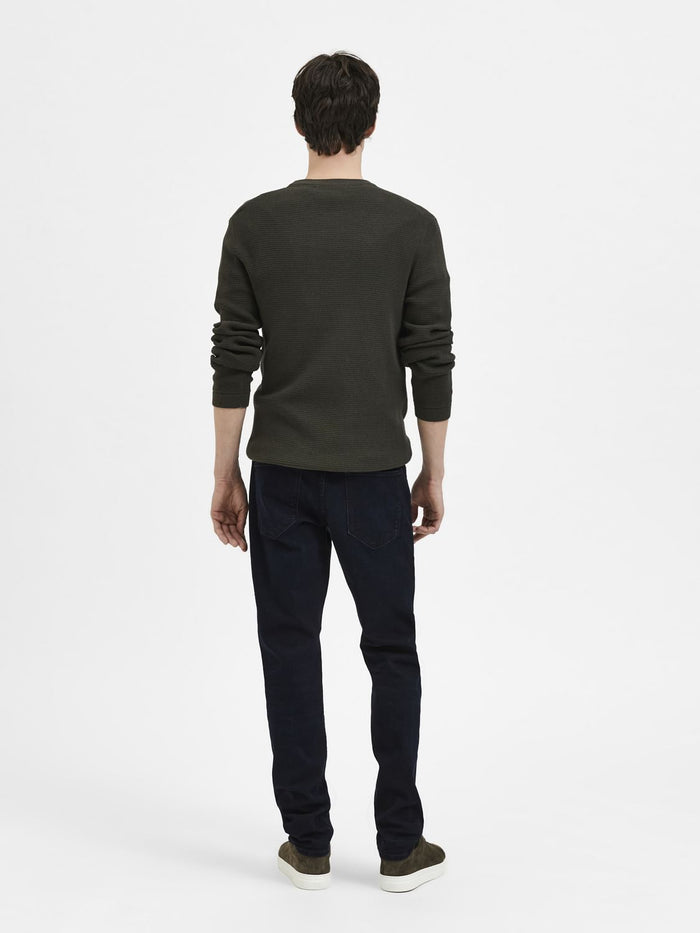 Dark Blue Mid Rise Scott Straight Fit Jeans