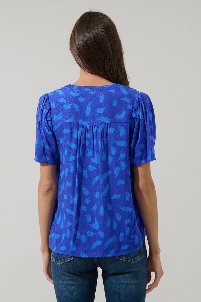 Darya Strokes Ferma Split Neck Top