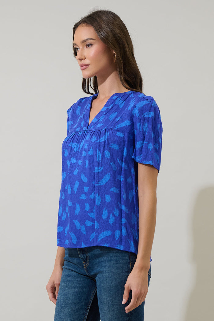 Darya Strokes Ferma Split Neck Top