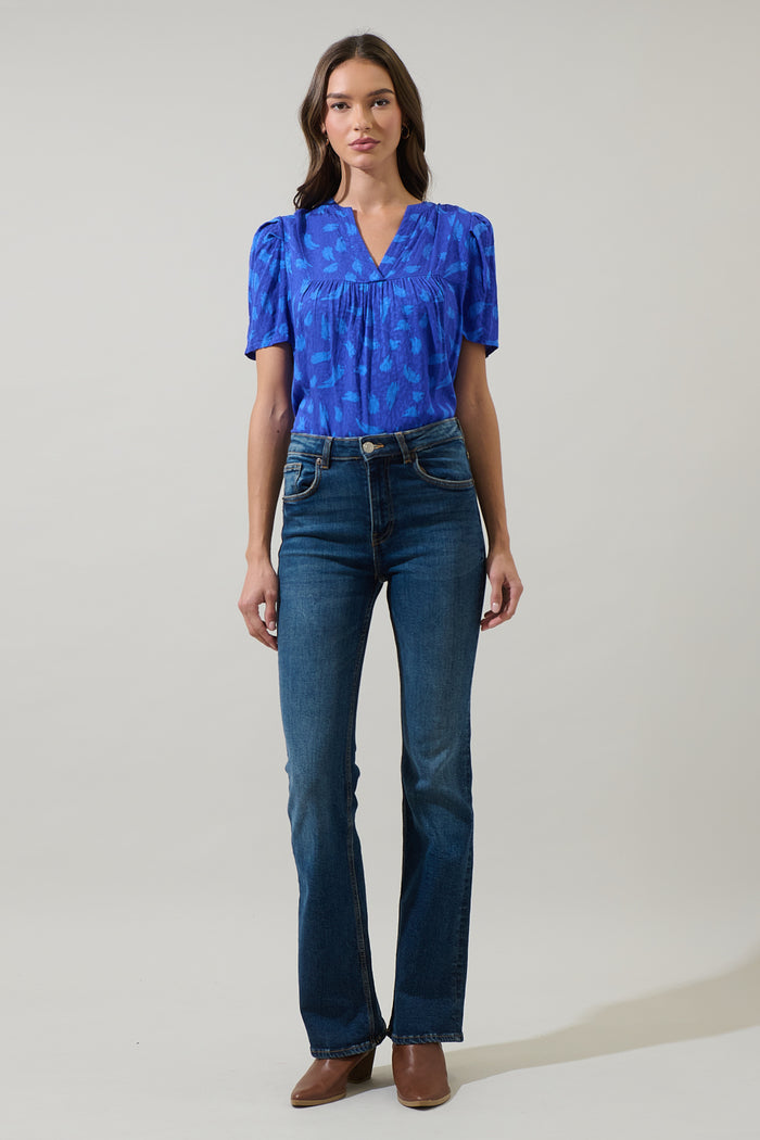 Darya Strokes Ferma Split Neck Top
