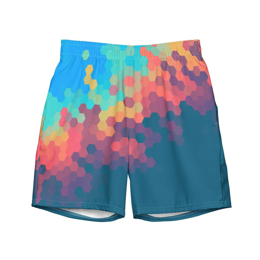 A cascading honeycomb motif defines this vibrant geometric aesthetic, set against a deep oceanic teal backdrop. Contact us with accessibility feedback, we'd love to help!
