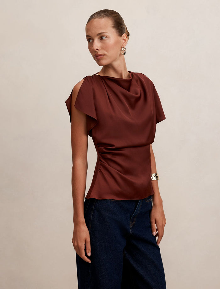 Daya Drape Satin Top Forever New