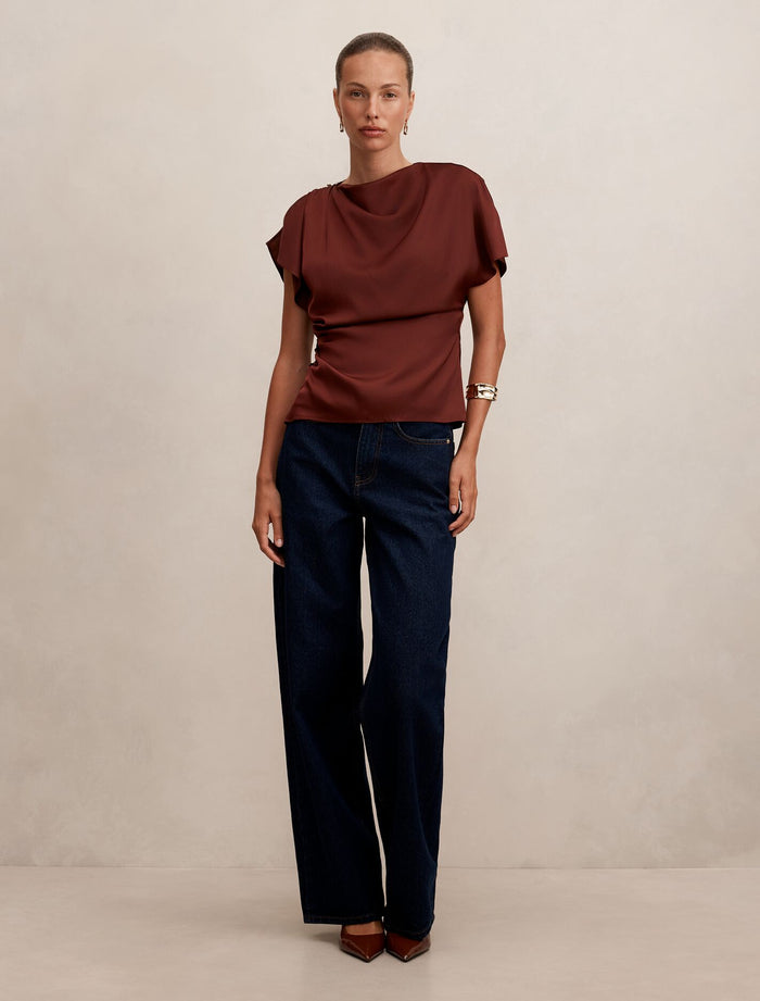 Daya Drape Satin Top Forever New