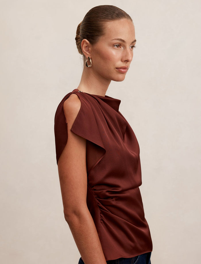 Daya Drape Satin Top Forever New
