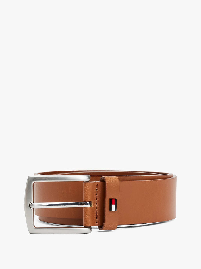 Denton Enamel Flag Leather Belt in Cognac