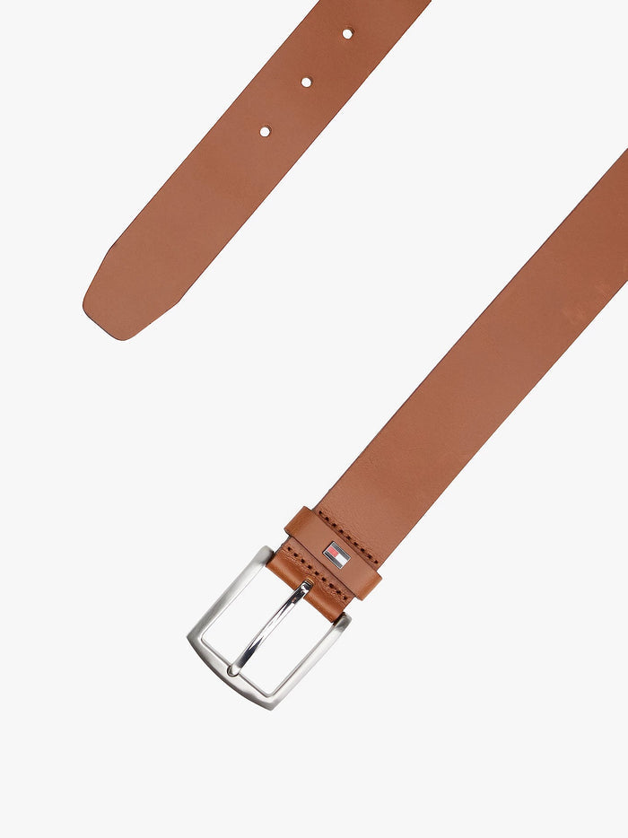 Denton Enamel Flag Leather Belt in Cognac