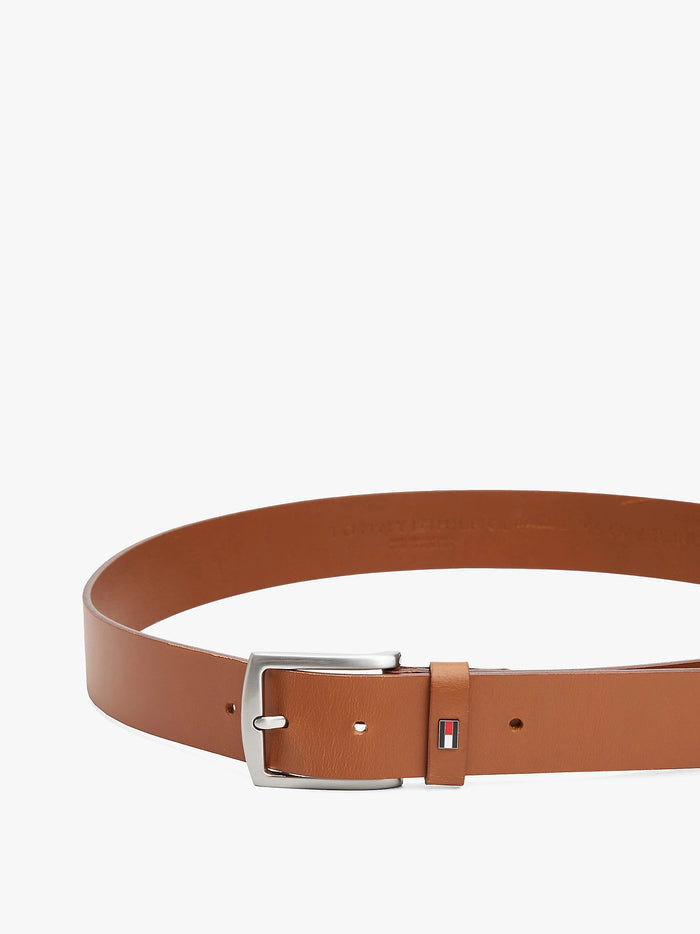 Denton Enamel Flag Leather Belt in Cognac