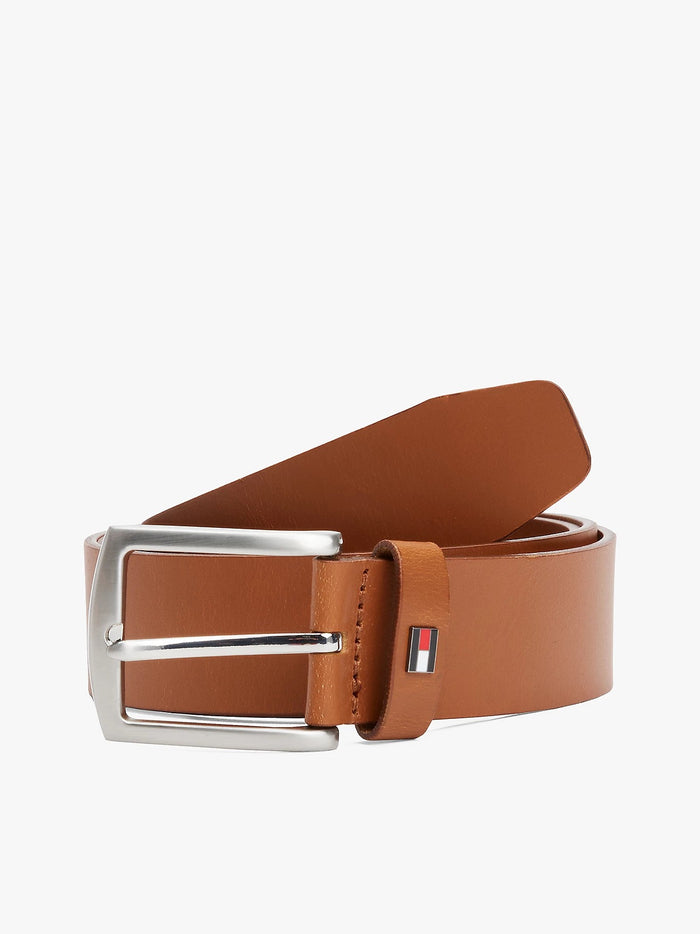 Denton Enamel Flag Leather Belt in Cognac