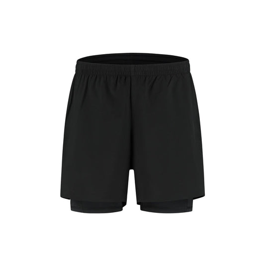 Rogelli Distance 2-in-1 korte hardloopbroek heren zwart voorkant.