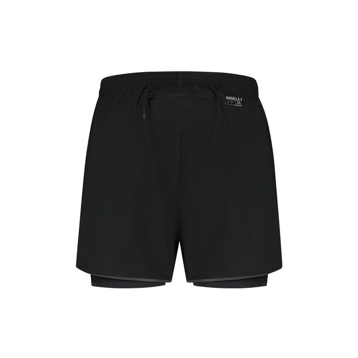 Rogelli Distance 2-in-1 korte hardloopbroek heren zwart achterkant.