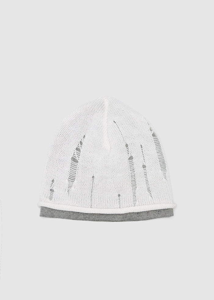 DISTRESSED KNIT BEANIE