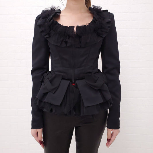 DOLCE & GABBANA BLACK JACKET WITH BOWS - SIZE 38