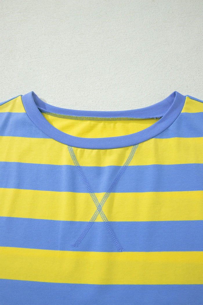 Dolman Tee Drawstring Skort Athletic 2pcs Set – Yellow Stripe