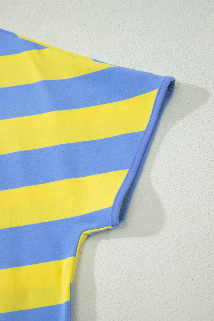 Dolman Tee Drawstring Skort Athletic 2pcs Set – Yellow Stripe