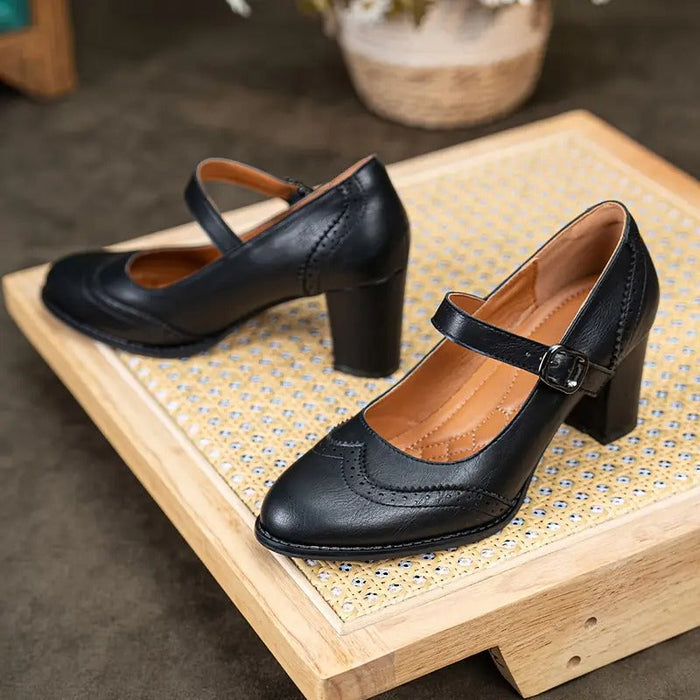 Dorka | High-Heeled Vegan Leather Shoes with Buckle