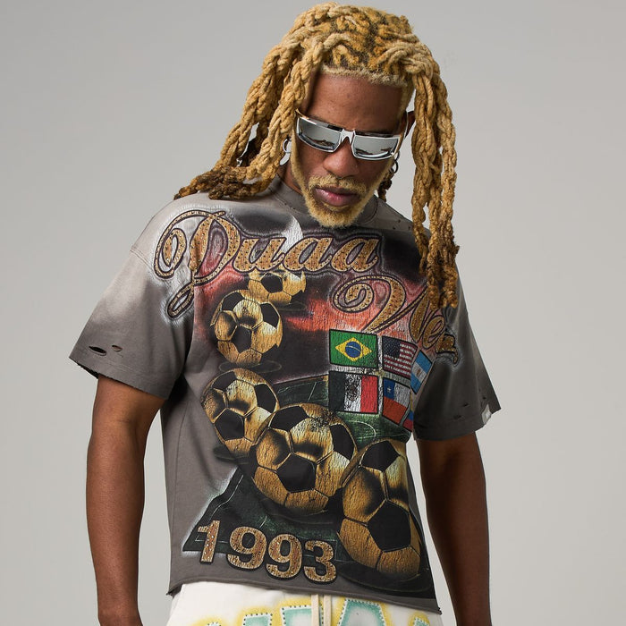 DUAA 'WC 93' Rhinestone T-Shirt in Grey