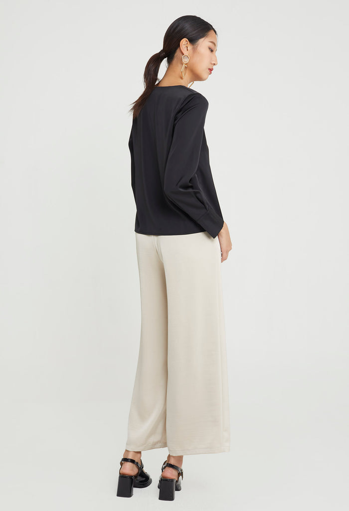 Duchess Satin Reversed Collar Top