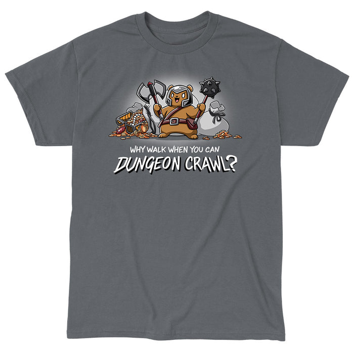 Classic Cotton T-shirt_TeeTurtle charcoal gray Dungeon Crawl Classic Cotton T-shirt featuring a bear warrior surrounded by dungeon loot.