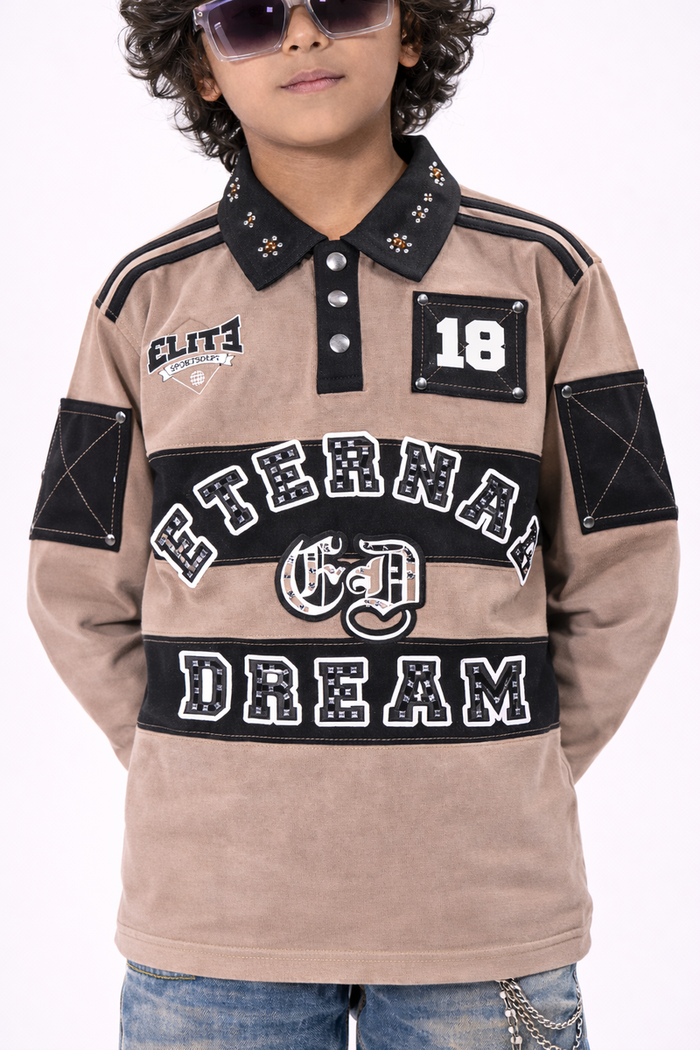 Elite Denim Kids 'Eternal Dreams' Polo Shirt in Brown
