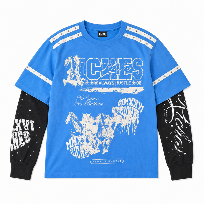 Elite Denim Kids 'Riches' Embellished Thermal Tee in Blue