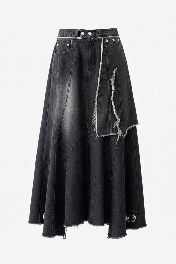 Elixr Denim Pant — skirt in black | CRUX