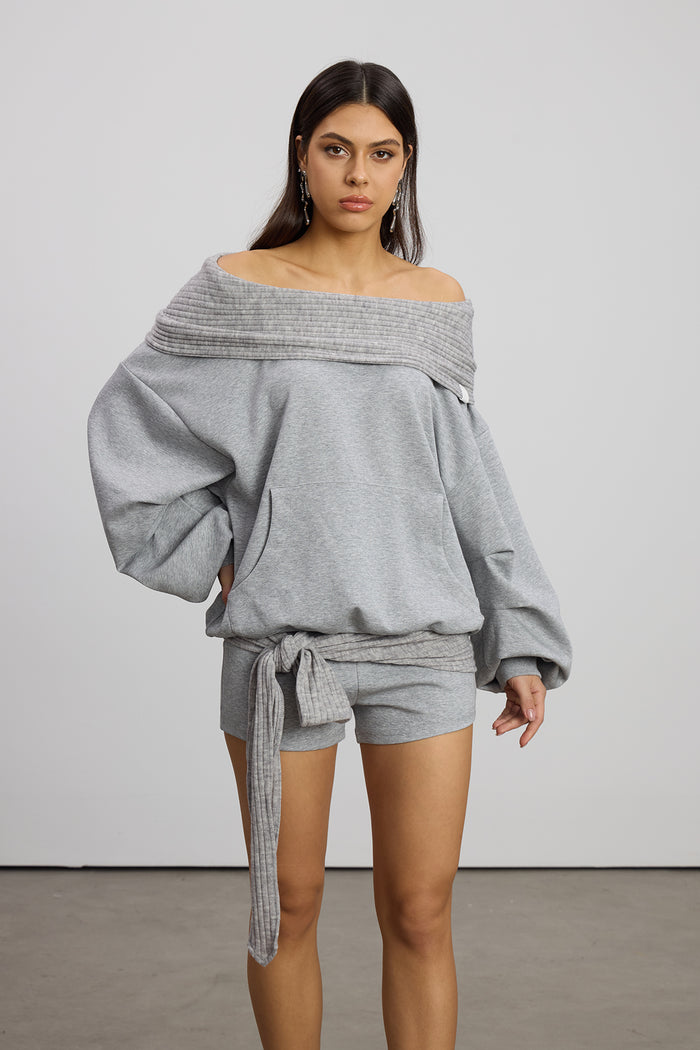 Emanuela Off Shoulder Tie Up Pants Set