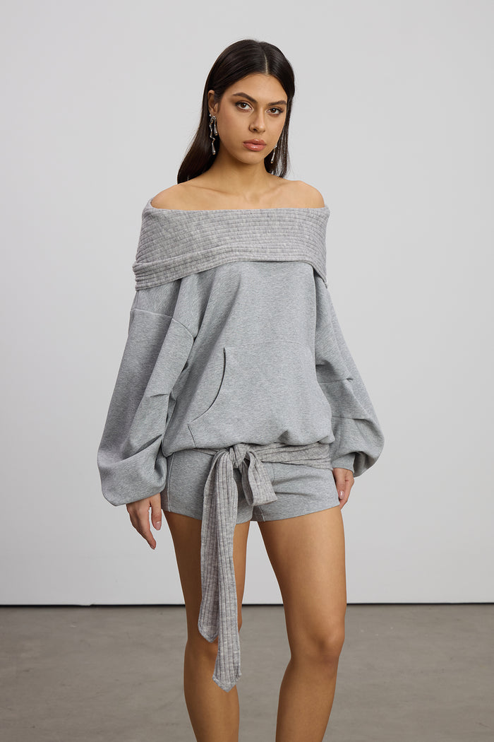 Emanuela Off Shoulder Tie Up Pants Set