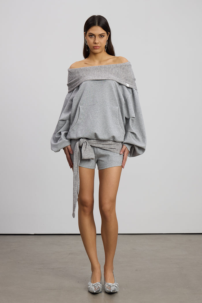 Emanuela Off Shoulder Tie Up Pants Set