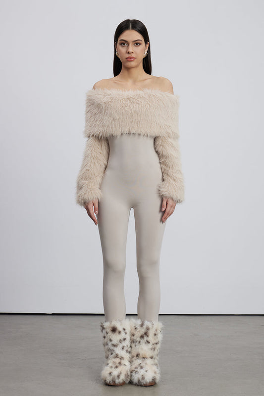 Emer Faux Fur Bodycon Jumpsuit