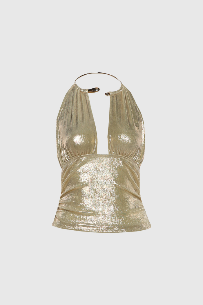 Emmalyn Plunge Metallic Top