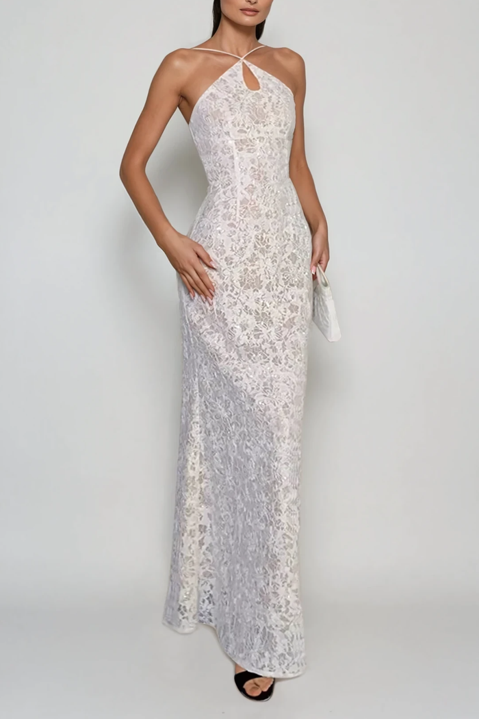 Emmy Lace Backless Mermaid Maxi Dress