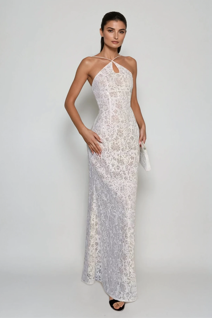 Emmy Lace Backless Mermaid Maxi Dress