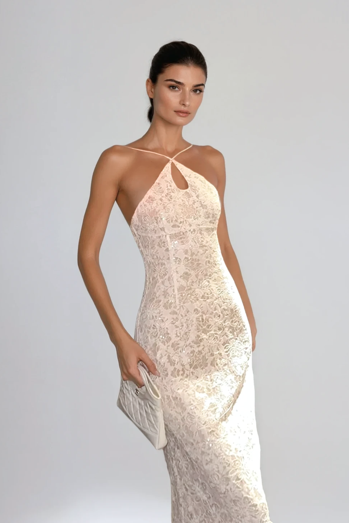 Emmy Lace Backless Mermaid Maxi Dress