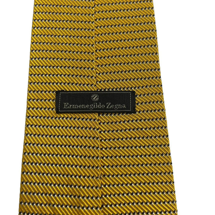 Ermenegildo Zegna yellow tie silk/cotton blend with subtle sheen and classic design.