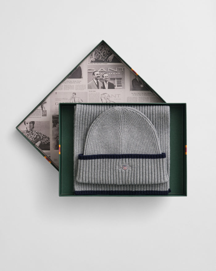 Essential Beanie & Scarf Gift Set in Grey