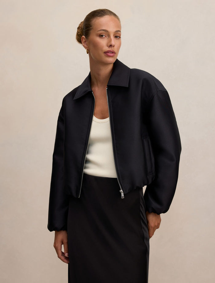 Everly Satin Bomber Jacket Forever New