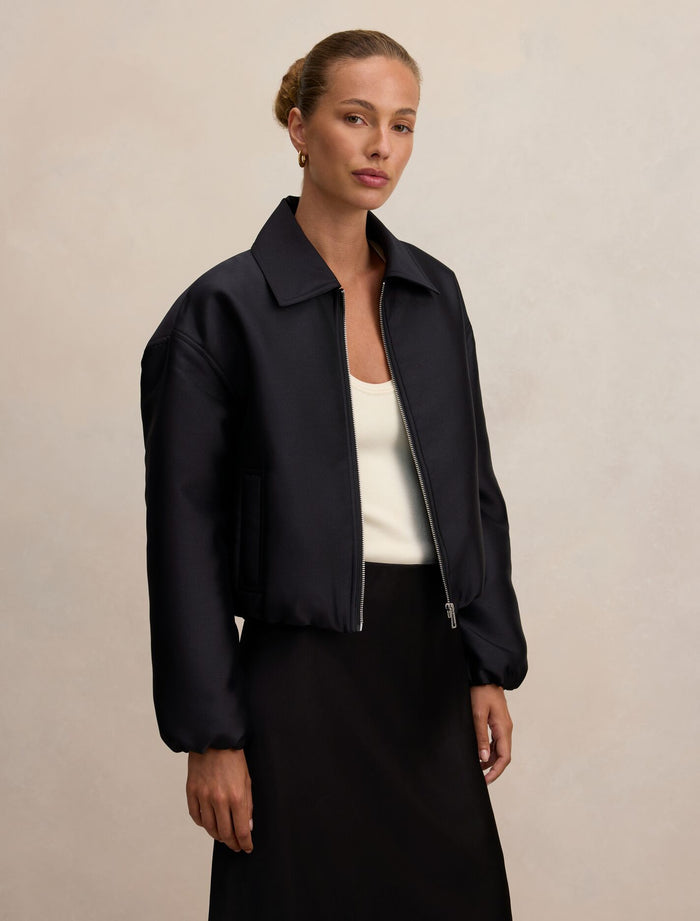 Everly Satin Bomber Jacket Forever New