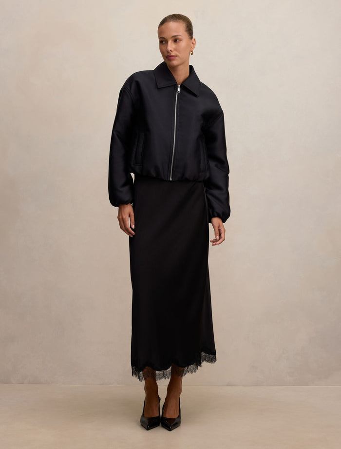 Everly Satin Bomber Jacket Forever New