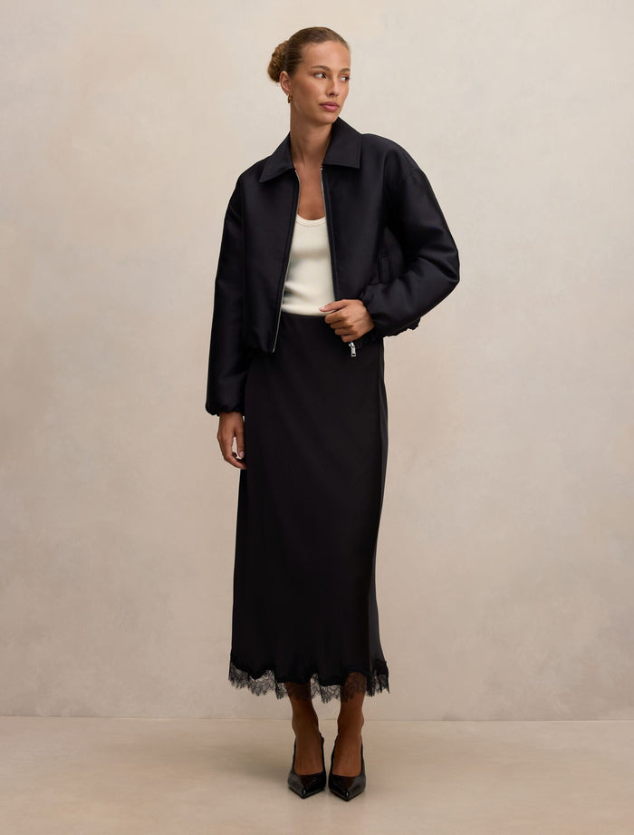 Everly Satin Bomber Jacket Forever New