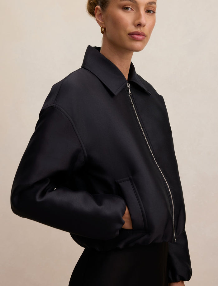 Everly Satin Bomber Jacket Forever New