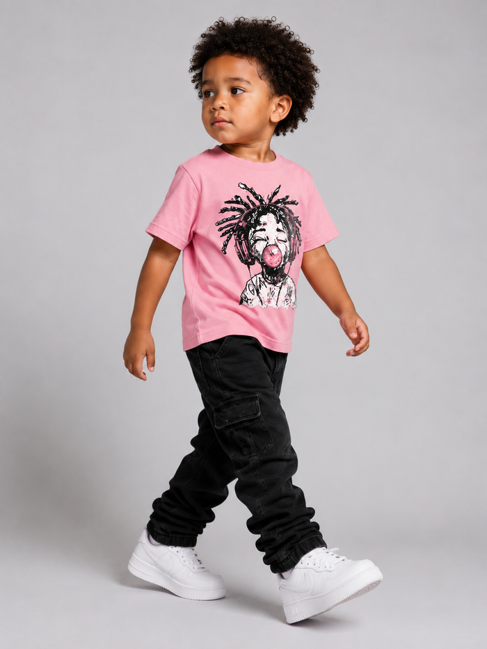 Pink Evolution Kids Gum Boy T-shirt for kids, featuring colorful graphic design on soft cotton fabric.