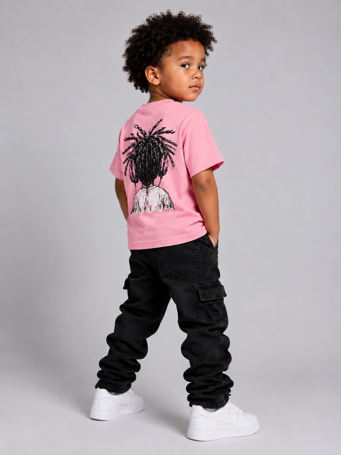 Pink Evolution Kids Gum Boy T-shirt for kids, featuring a playful graphic design on the front.