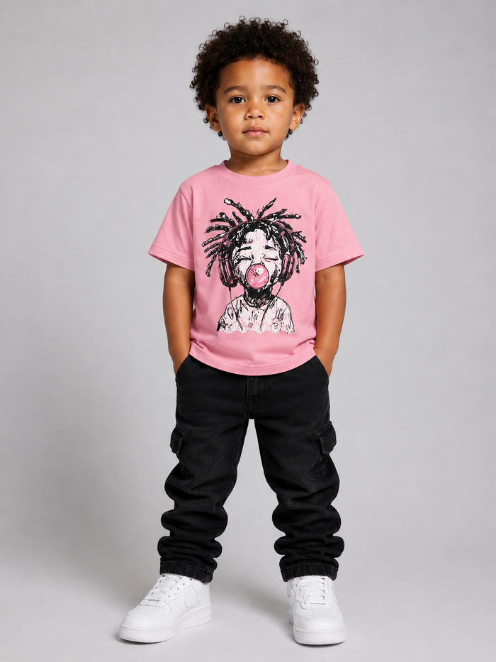 Pink Evolution Kids Gum Boy T-shirt for kids, featuring colorful graphic design on soft cotton fabric.