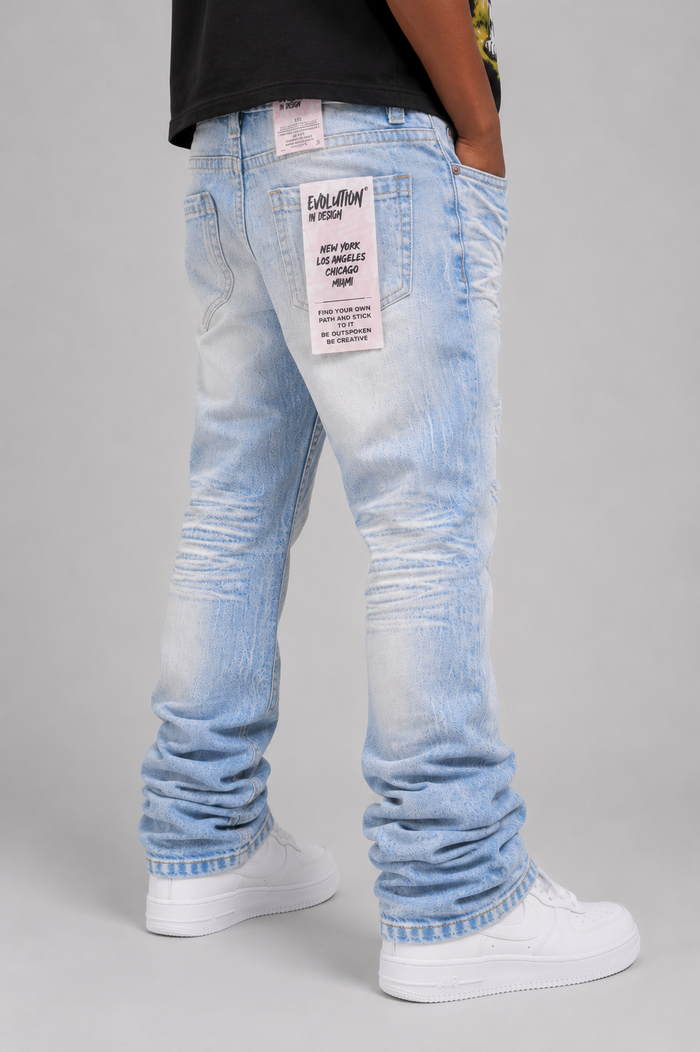 Evolution Kids Relaxed Straight Ice Blue denim jeans for kids, showing the light blue, casual fit design and classic denim texture.