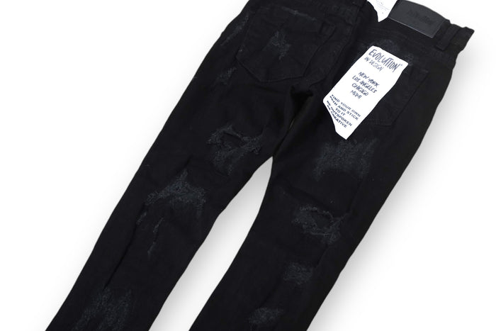 Evolution Kids Rock The Bells denim jeans for kids in jet black, showing the stylish kids denim from EVOLUTION KIDS.
