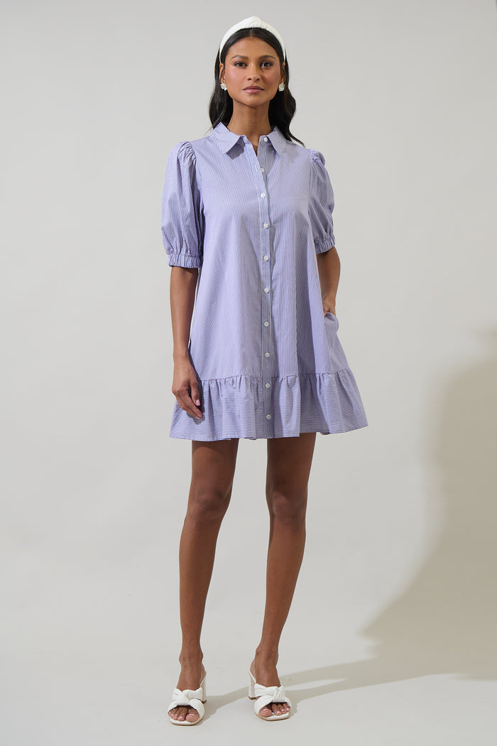 Fannie Striped Levy Button Down Shift Dress